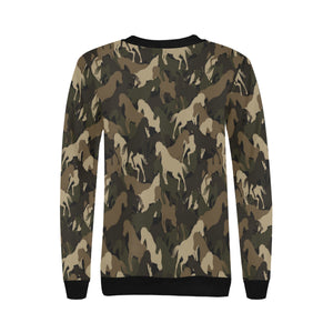 Horse Camouflage Pattern Women's Crew Neck Sweatshirt