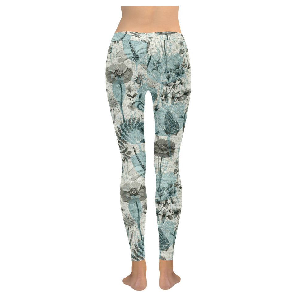 Dragonfly Butterfly Plants insect flower vintage s Women's Legging Fulfilled In US