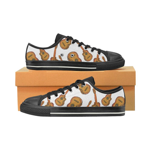 Paint Guitar Pattern Kids' Boys' Girls' Low Top Canvas Shoes Black