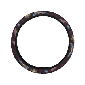 Hummingbird Pattern Print Design 04 Car Steering Wheel Cover