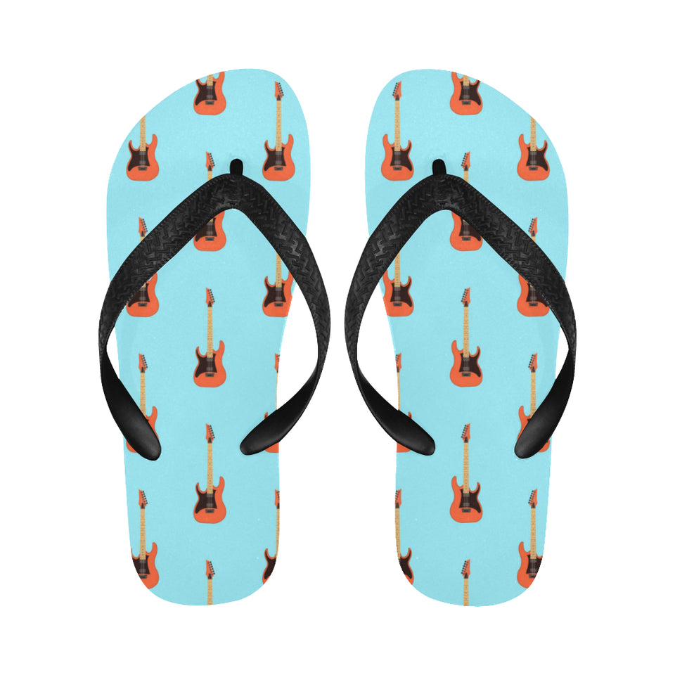 electric guitar pattern light blue background Unisex Flip Flops