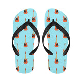 electric guitar pattern light blue background Unisex Flip Flops