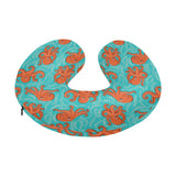 Octopus turquoise background U-Shaped Travel Neck Pillow
