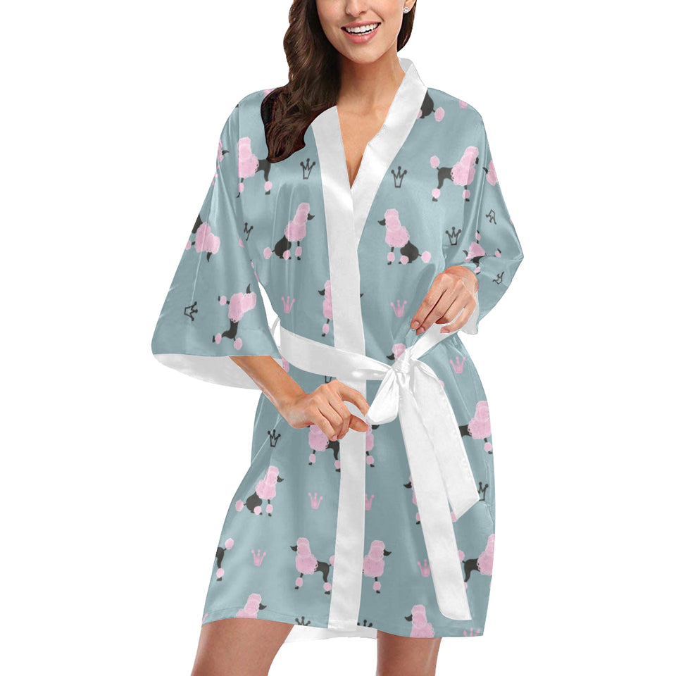 poodle dog pattern Women's Short Kimono Robe