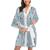 poodle dog pattern Women's Short Kimono Robe