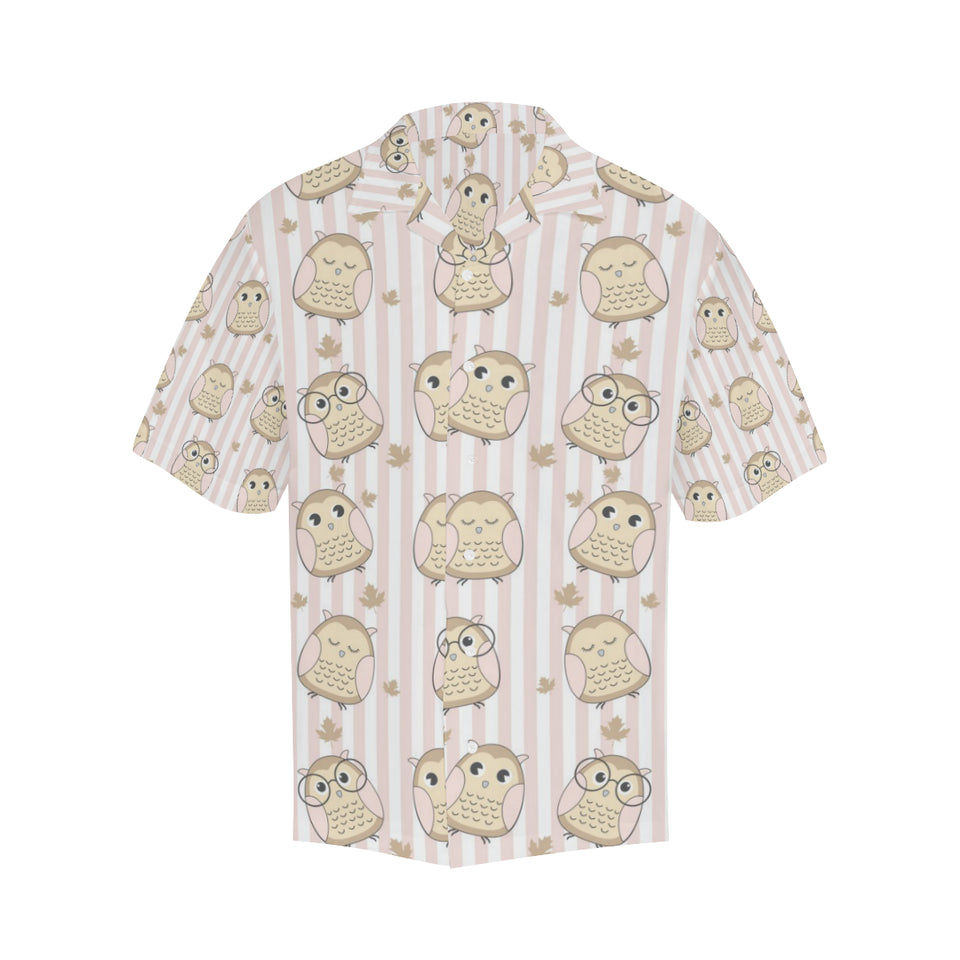 cute owl leaf Men's All Over Print Hawaiian Shirt