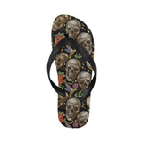 Skull rose humming bird flower pattern Unisex Flip Flops