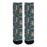 Raccoon tropical leaves pattern Crew Socks