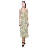 Ginkgo leaves design pattern V-Neck Open Fork Long Dress