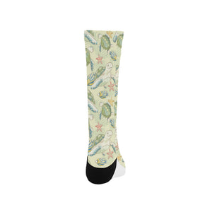 Hand drawn sea turtle fish pattern Crew Socks