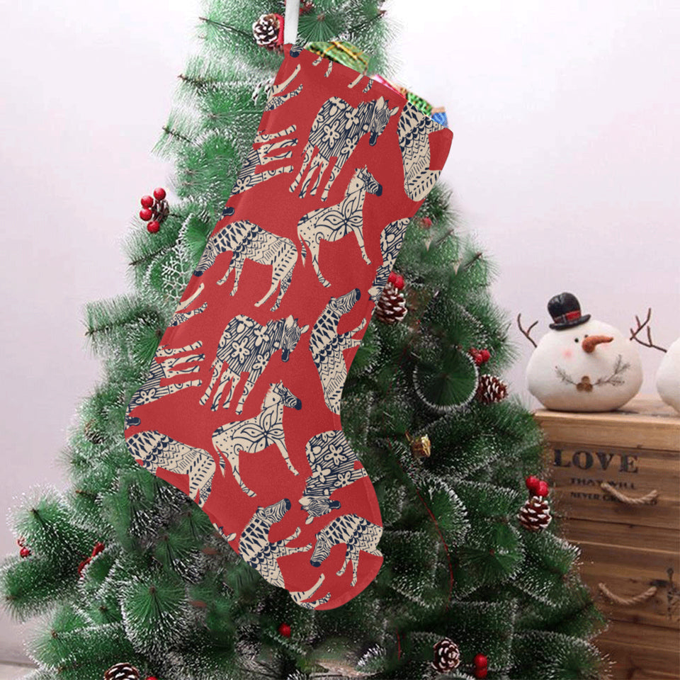 Zebra abstract red background Christmas Stocking