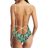 Colorful parrot exotic flower leaves Women's One-Piece Swimsuit