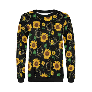 sunflower golden polygonal shapes Women's Crew Neck Sweatshirt