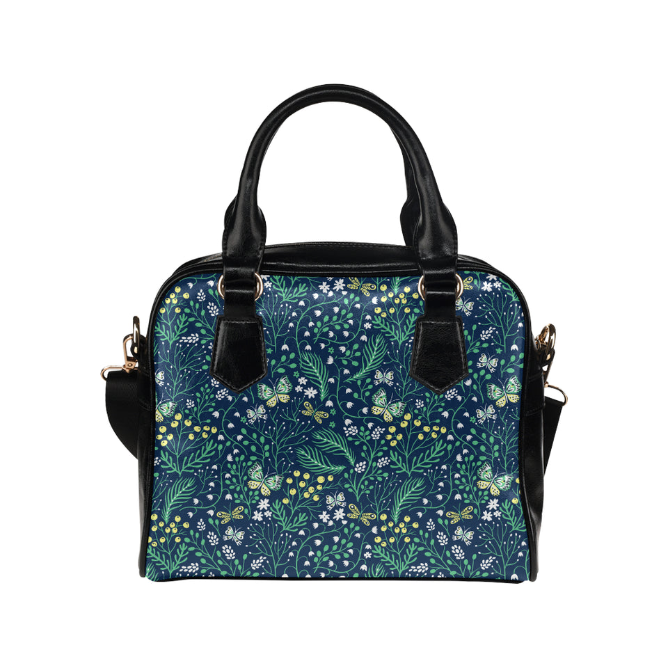 butterfly leaves pattern Shoulder Handbag