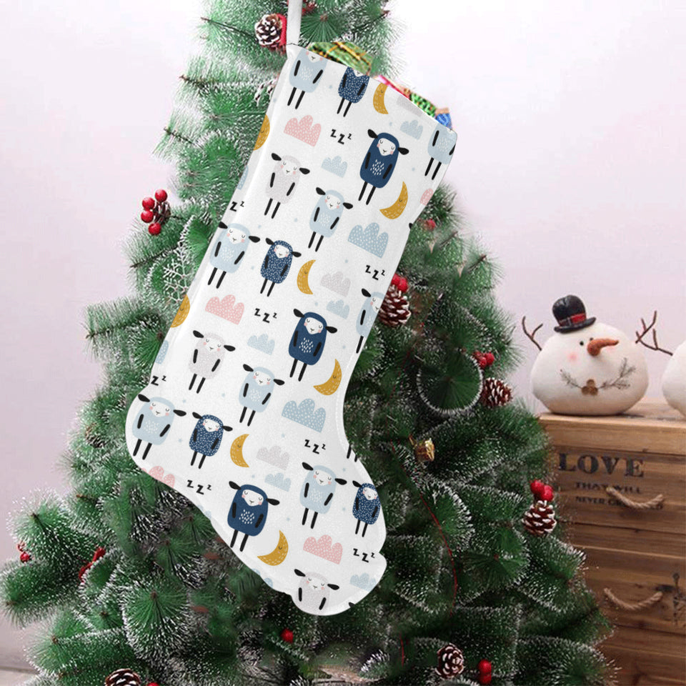 Cute sleeping sheep moon cloud pattern Christmas Stocking