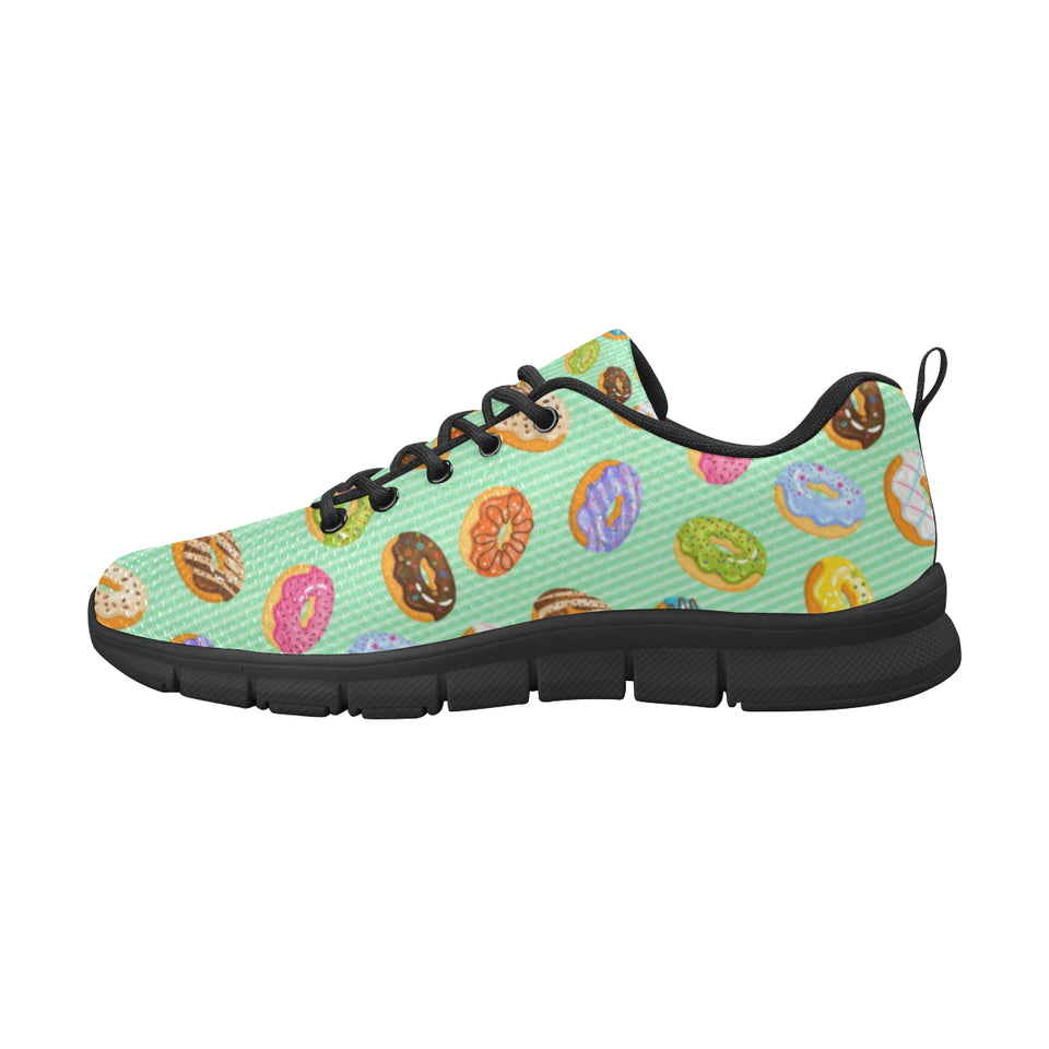 Colorful donut pattern green background Men's Sneaker Shoes