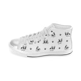 Cute french bulldog paw pattern Women's High Top Canvas Shoes White