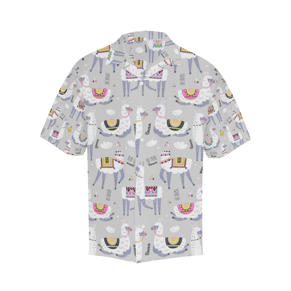 Cute Llama Alpaca pattern Men's All Over Print Hawaiian Shirt