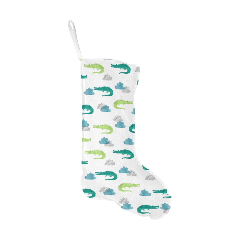 watercolor crocodile pattern Christmas Stocking