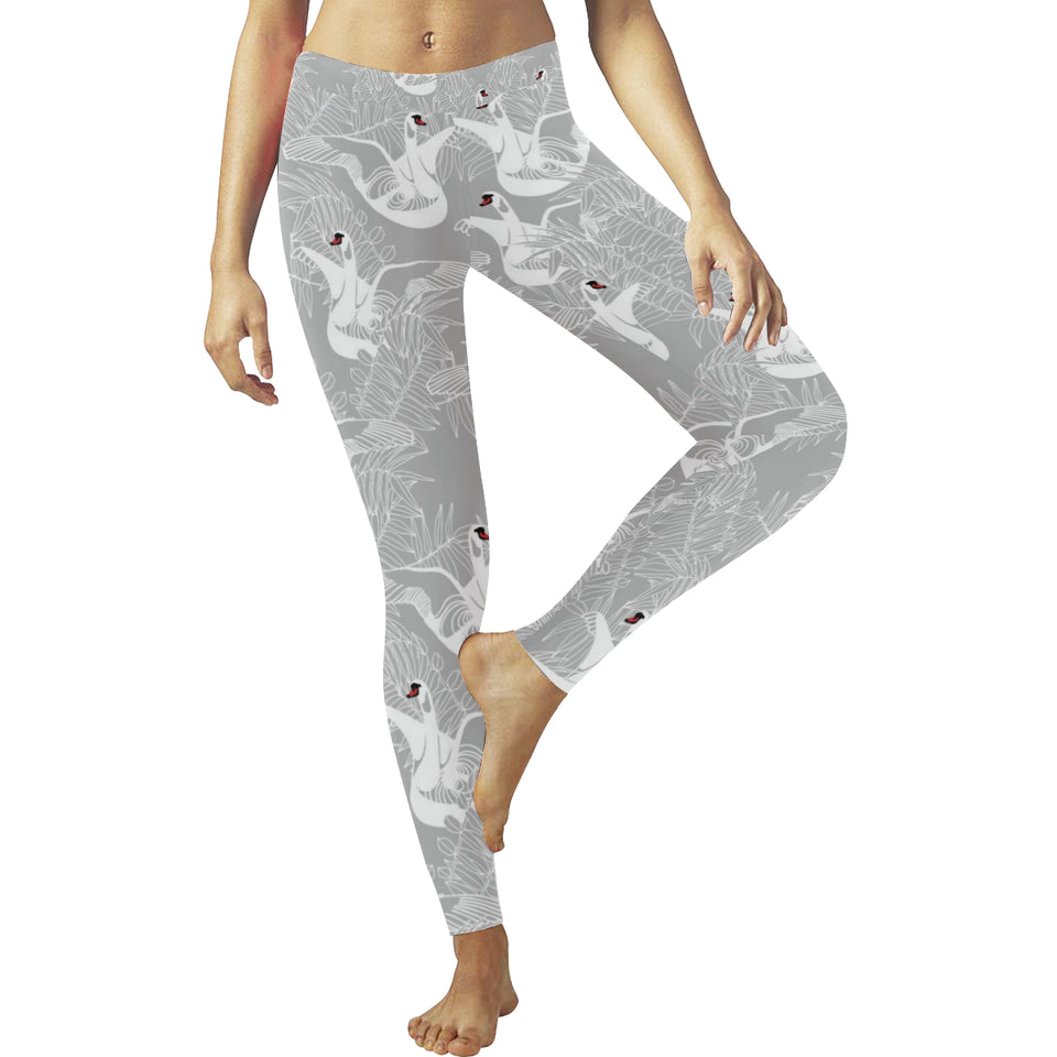 white swan gray background Women's Legging Fulfilled In US