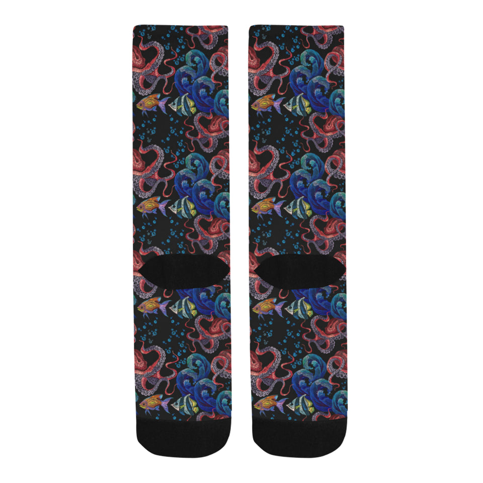 Octopus sea wave tropical fishe pattern Crew Socks