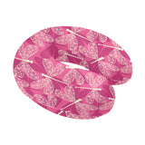 Beautiful dragonfly pink background U-Shaped Travel Neck Pillow