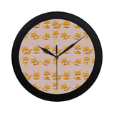 Cute shiba inu dog pattern Elegant Black Wall Clock