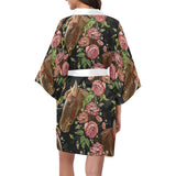 Horse head wild roses pattern Women's Short Kimono Robe