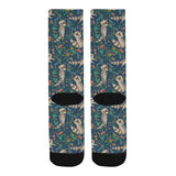 Raccoon tropical leaves pattern Crew Socks