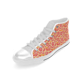 Tropical grapefruit pattern Men's High Top Canvas Shoes White