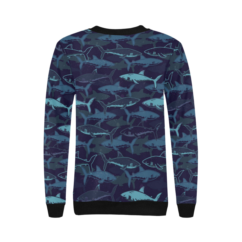 Shark pattern Women's Crew Neck Sweatshirt