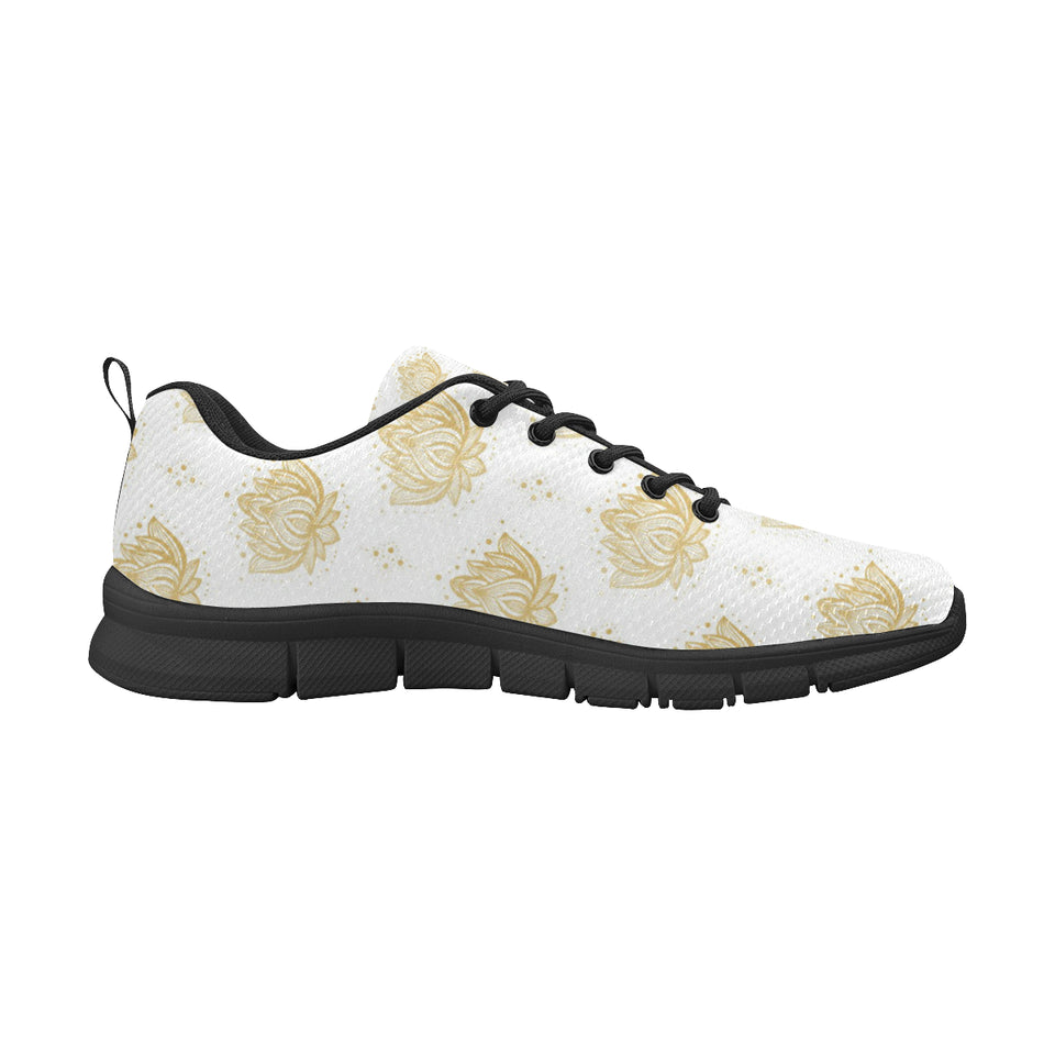 Gold Ornamental lotue waterlily symbol pattern Men's Sneaker Shoes