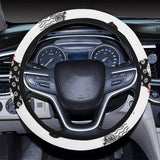 Cool rooster chicken cock floral ornament backgrou Car Steering Wheel Cover
