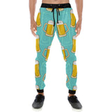 Beer pattern green background Unisex Casual Sweatpants