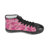 Beautiful dragonfly pink background Women's High Top Canvas Shoes Black