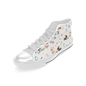 Cute Chihuahua puppie pattern Men's High Top Canvas Shoes White