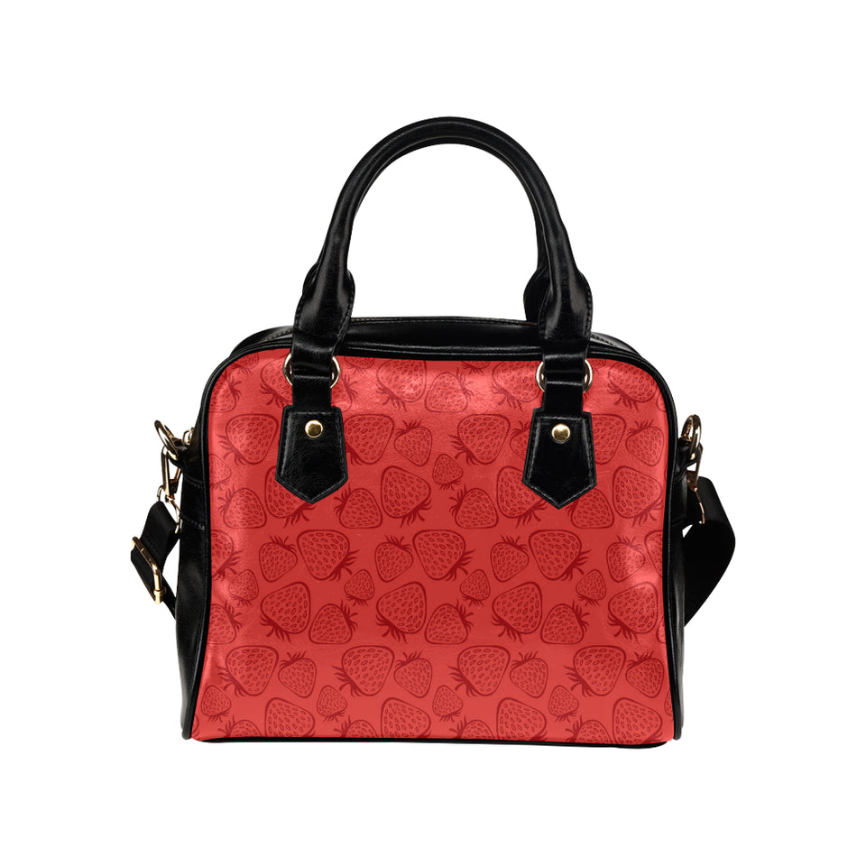 strawberry pattern red background Shoulder Handbag