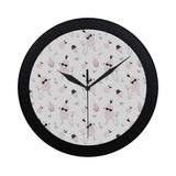 Poodle dog rose cake pattern Elegant Black Wall Clock