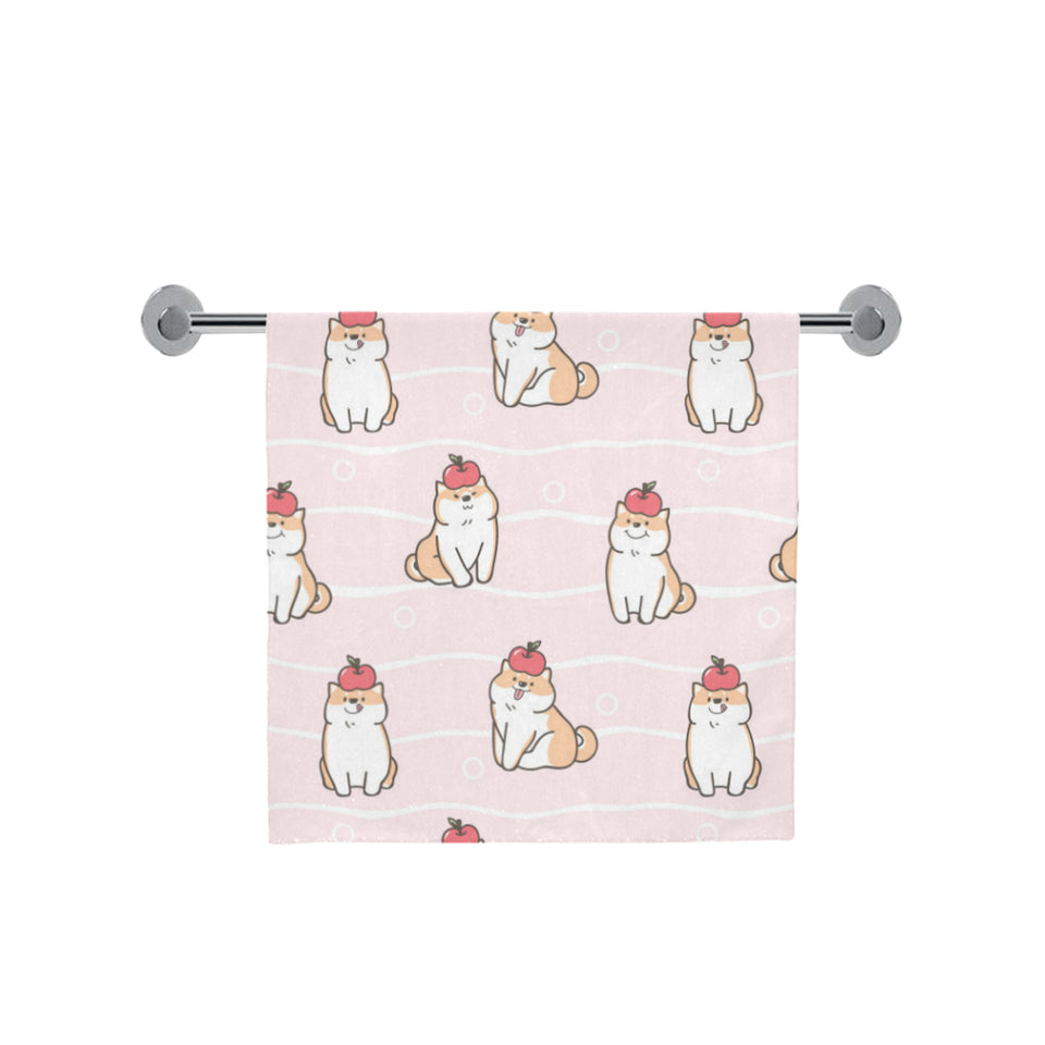 Cute Shiba Inu Dog Apple pattern Bath Towel