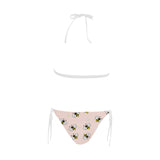Cute bee flower pattern pink background Sexy Bikinis Two-Piece Swimsuits