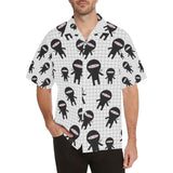 Ninja pattern plaid background Men's All Over Print Hawaiian Shirt