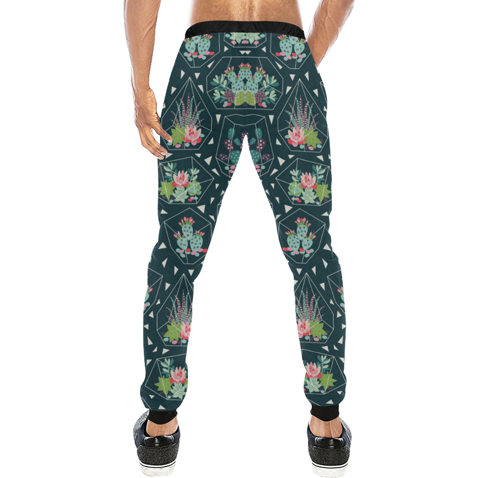 Cactus glass terrarium pattern Unisex Casual Sweatpants