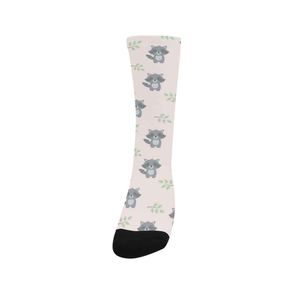 cute raccoons leaves pattern Crew Socks