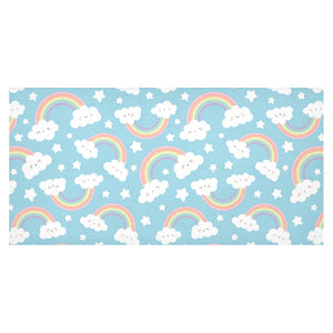 Cute rainbow clound star pattern blue background Tablecloth