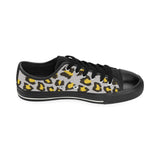 Gray Leopard print pattern Men's Low Top Canvas Shoes Black