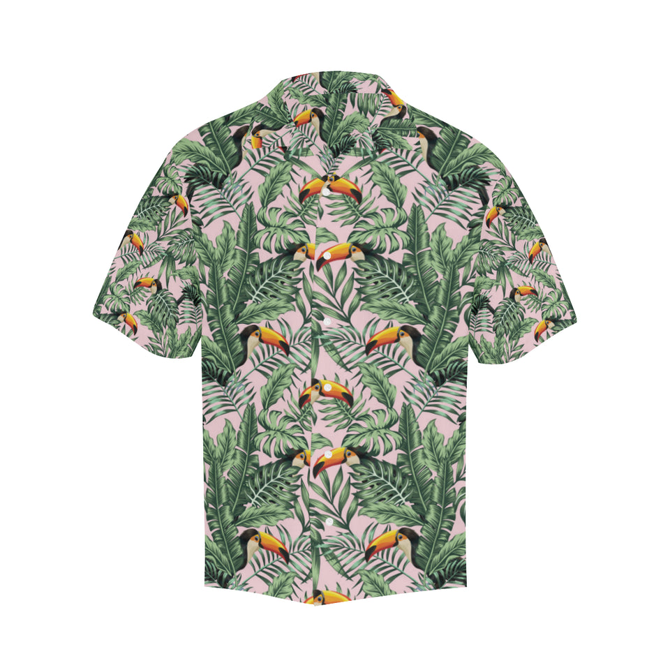 Toucan tropical green jungle palm pattern Men's All Over Print Hawaiian Shirt