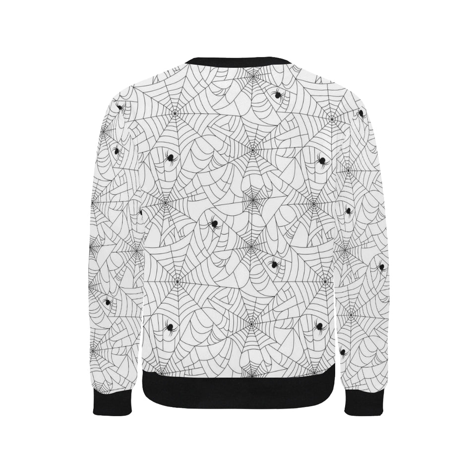Spider web cobweb pattern white background Men's Crew Neck Sweatshirt