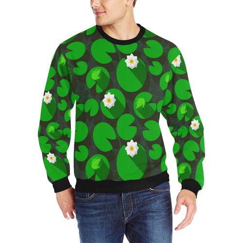 Frog waterlily pattern Men's Crew Neck Sweatshirt