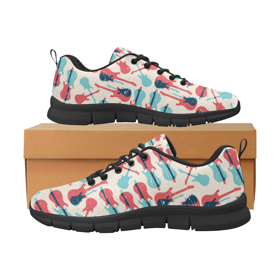 Red Blue guitar pattern Women's Sneaker Shoes