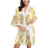 Gold grape pattern Women's Short Kimono Robe